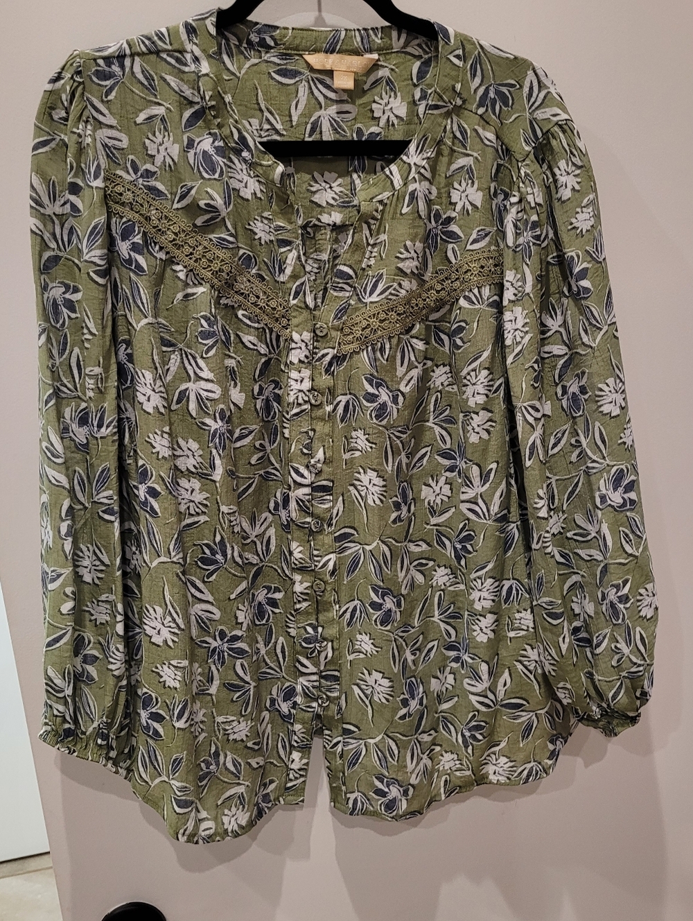 Hope & Harlow Woman 2X Blouse Green Long Sleeve